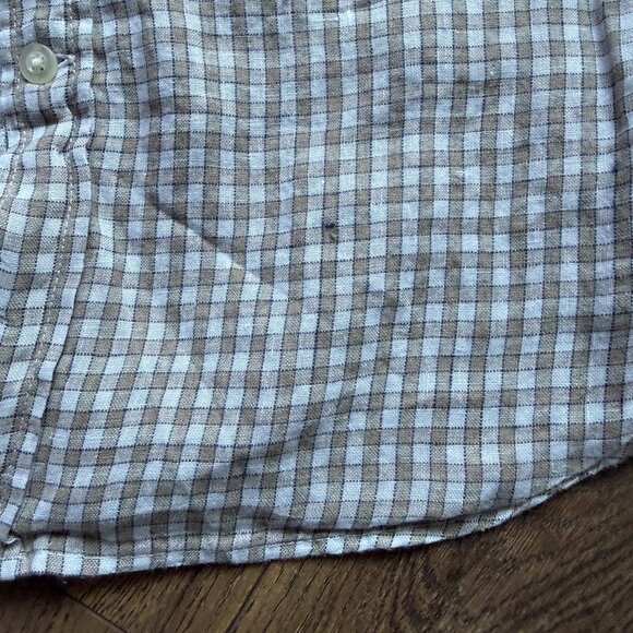 Banana Republic Blue Plaid Shirt Men's Medium Long Sleeve Spread Collar - Picture 4 of 5